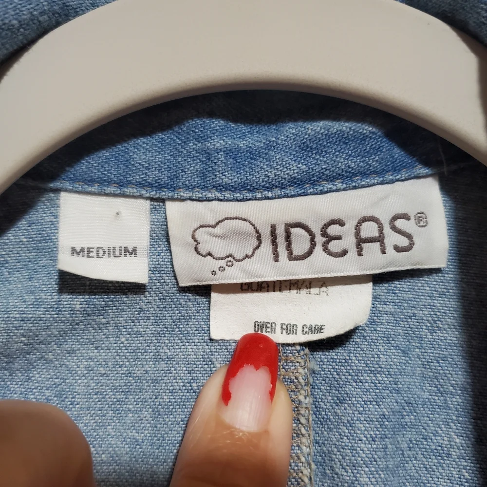 IDEAS Vintage Snap Front Denim Midi Dress Size M - Picture 2 of 11